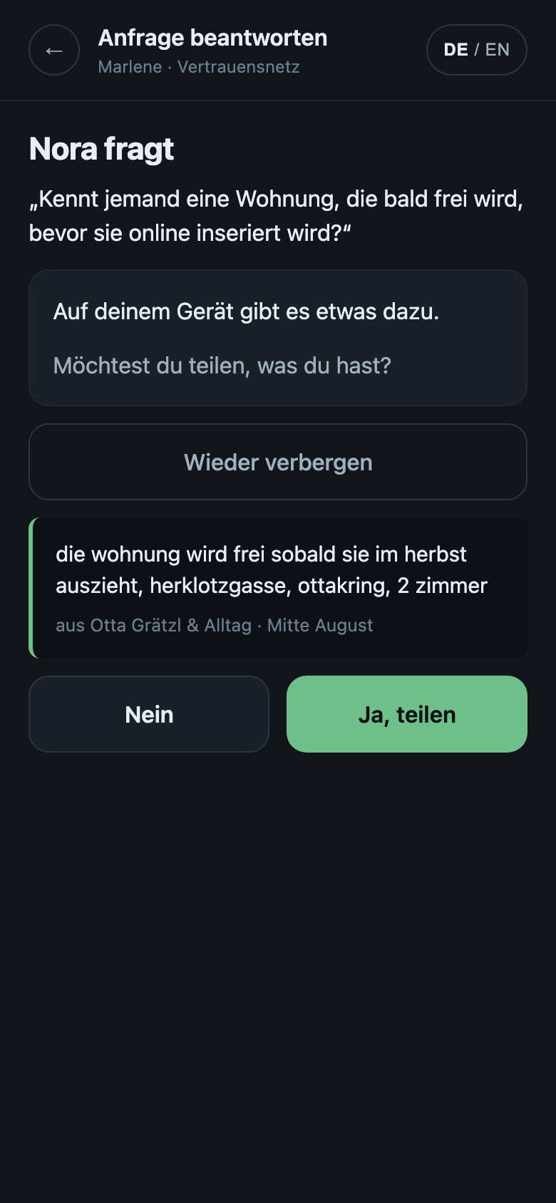 Einwilligung mit sichtbarem Fund