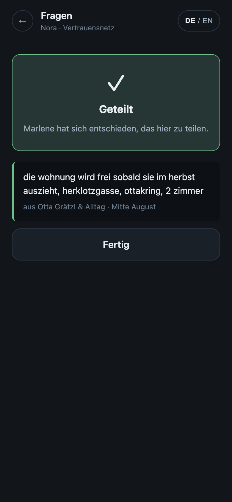 Ergebnis geteilt